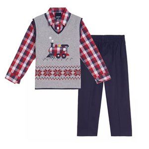 3 Piece IZOD Sweater Vest, Shirt & Pants Set - 24M